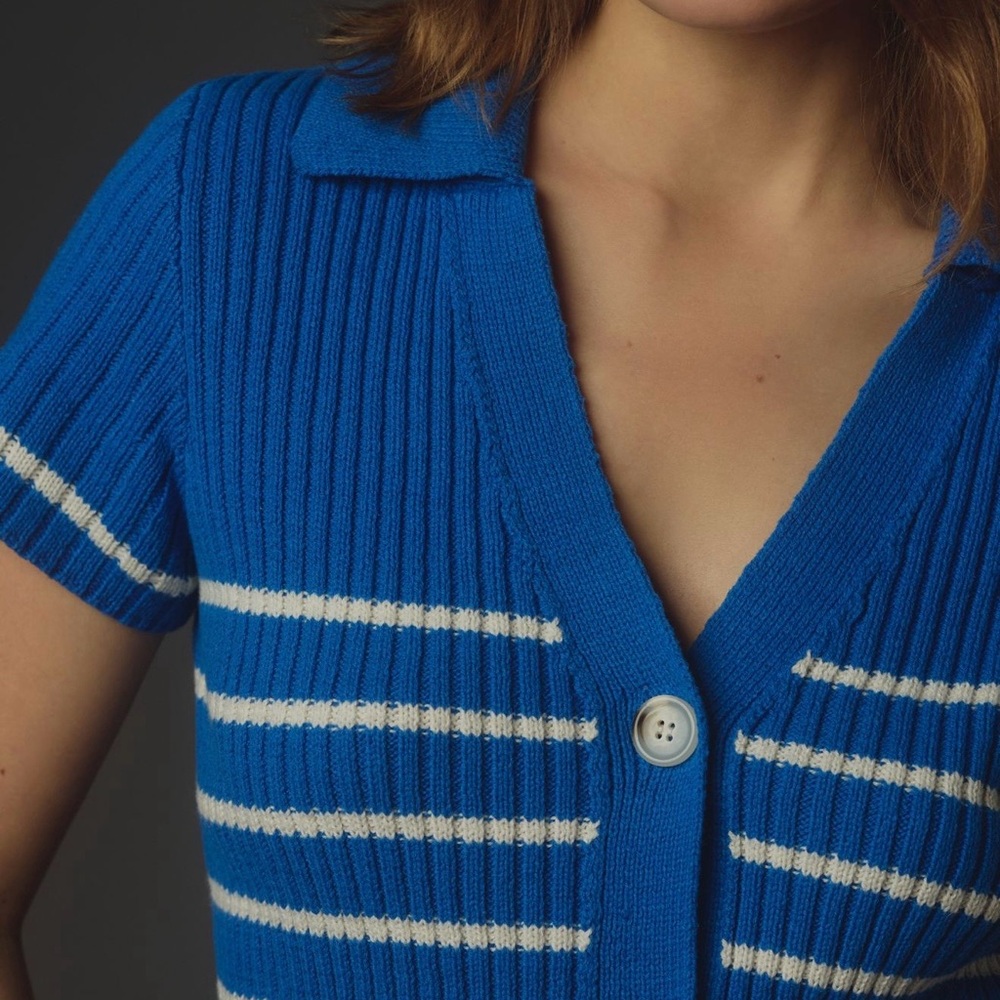 Anthropologie Blue and White Button Down Shirt - Picture 2 of 3